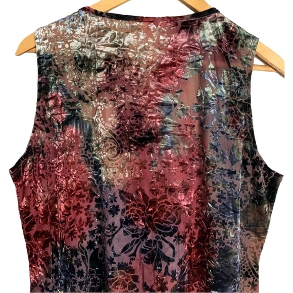 Vintage Jessica Women’s Mesh and Floral Crushed  Velvet Blouse Gypsy Y2K LARGE - Picture 11 of 16